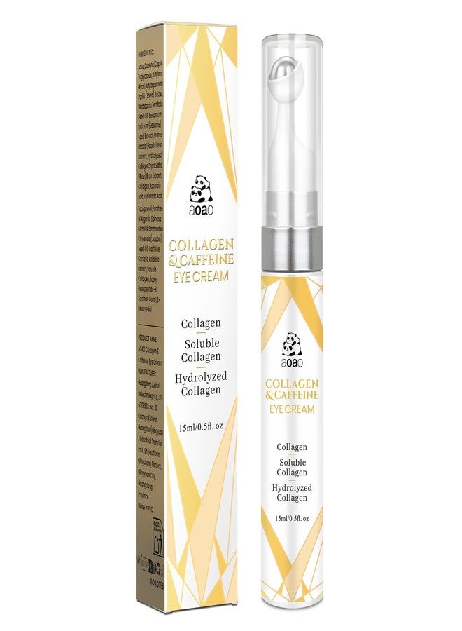 AOAO Roller Ball Eye Serum with Collagen & Caffeine for Puffy Bags Fine Lines Dark Circles Wrinkles, Firming & Hydration, Under Eye Cream with 360° Roller Massage Ball, 15ml/0.5fl.oz (1pack) - Image 1